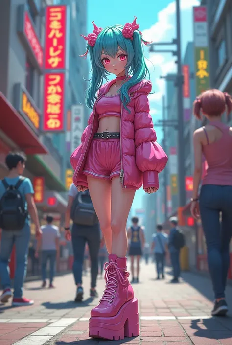  High Quality 、 high image quality、 minefield fashion 、 colorful hair 、 platform boots、bustling street、 petite girl、（（ Japanese anime style））、Prostitute、Prostitute、 lesbian、Anal vibrator