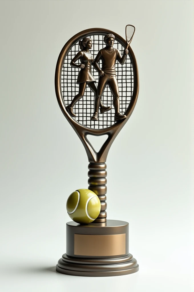 Trophée tennis avec une raquette main balle masculin féminin 