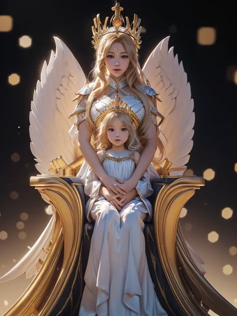 ((( Serahim)))、Blonde、The highest-ranking angel、god々Shining light、(((god々New Background)))、荘厳なgodの国、(( dress))、godの光、 Angels Big Wings、((( throne in front of an old man)))、Beauty、 cute、20 years old、Beauty、 best quality,4K,8k, high definition ,masterpiece:1...