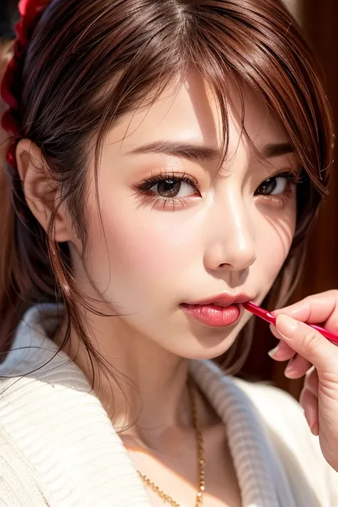 (8k,  RAW photos ,  realistic:1.25) ,(  lip gloss, eyelash, Glossy finish,  shiny skin,  top quality,  super high resolution ,  depth of field,  Color Difference,  caustics , Wide Light, Natural Shadows,  K-pop idol) She gives the audience a look of calm a...