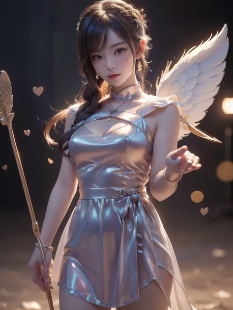 (((Cupid)))、(Angel)、Angelの翼、Bow and Arrow、god々Shining light、((背景god殿))、Magnificent views、Beauty、 cute、20 years old、Beauty、 best quality,4K,8k, high definition ,masterpiece:1.2), super detailed,((( realistic ,photo realistic ,photo- realistic :1.37))), high...