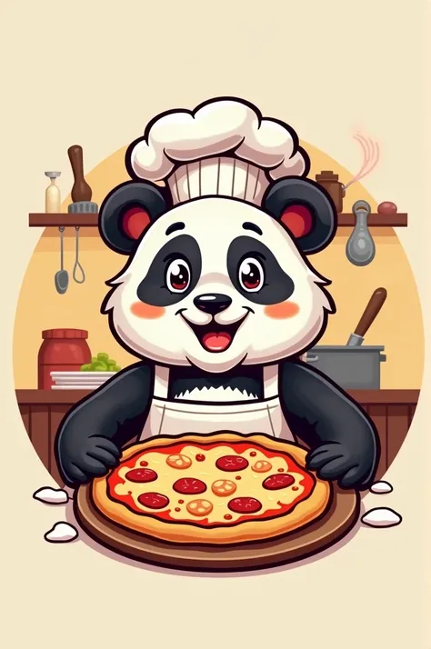 Panda cook pizza logo with format