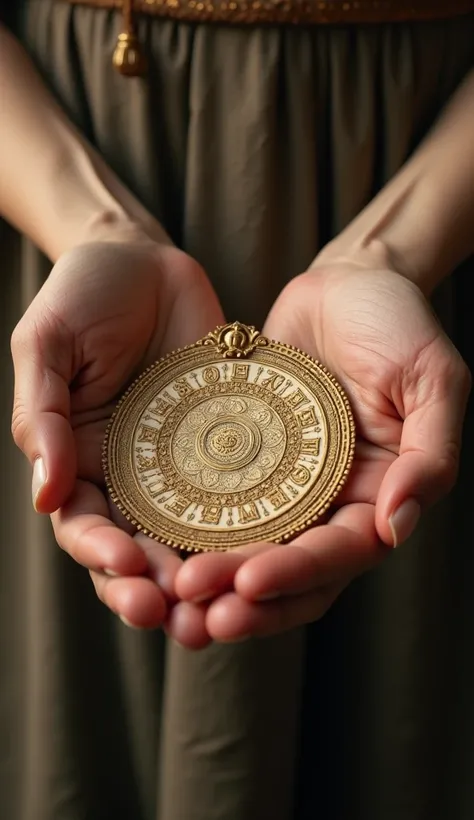 Ancient roman calender in a persons hand. 