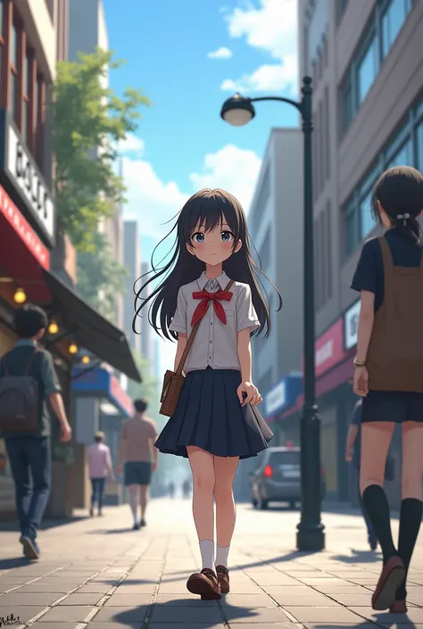 Schoolgirl walking