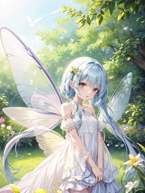  Fairies are often depicted 、 delicate beings with graceful beauty that allows them to  ,   fly  .   and are usually depicted with wings,  as small  .