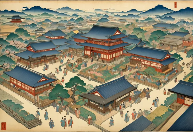 A large number of people々Picture of a large building gathered together , Edo period, Feudal Japan art, in the Edo period, japanese scenery in Edo period, Edo period, Edo period, Feudal Japan, Feudal Japan, Japanese cities, in Feudal Japan, Medieval Japan, ...