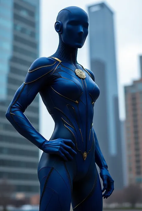 An indigo super hero suit