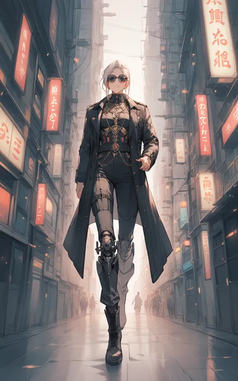 空を駆けるランウェイモデル
Prompt:
"A fearless model walking on an invisible runway high above a futuristic city. Their pose is elegant yet dynamic, with one foot forward and their arms slightly spread. They wear a long, flowing trench coat with a metallic sheen and fi...