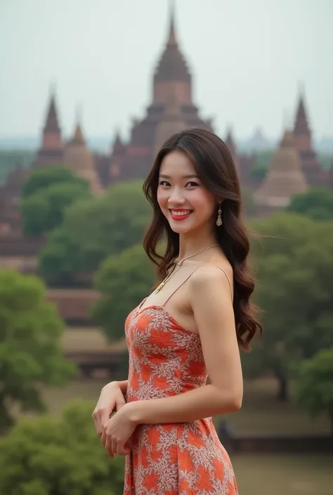 The World Heritage Site of Bagan Pagoda (Ananda Pagoda, Sabtanyu Pagoda, Shwe Sigon Pagoda, Lokananda Pagoda, Dhammaranggyi Pagoda) is in the background. A young Myanmar woman in her 20s is  (A little short) posing in various poses and styles. The best and...