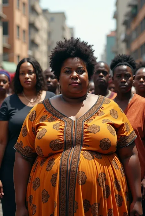 A fat woman with 20 blacks in turn