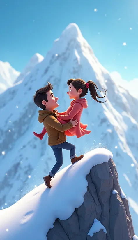 Disney pixar cartoon image
Husband put the wife  Mount Everest?