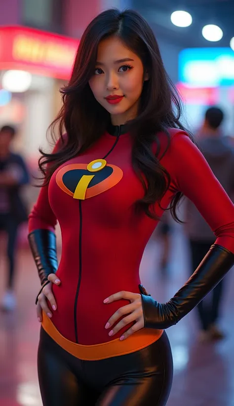 korean girl,big breast,the incredibles costume cosplay