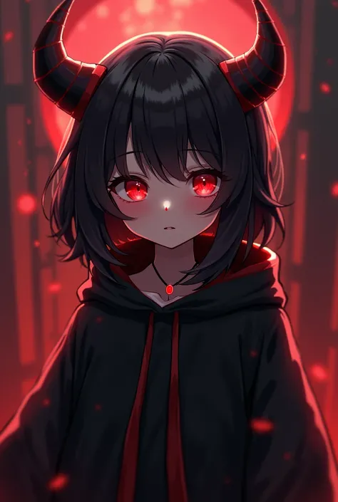 one girl,  red eyes, teardrop,  top quality ,  high resolution,  anatomically correct ,  high detail,  high quality ,devil&#39;s horns, young, Short,  cute , ray tracing,  animation in black clothes  스타일,  animation in black clothes , Little devil, old clo...