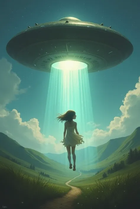 Ufo above ground steals a girl