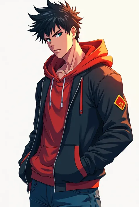 Muscle and young with hoodie
With good pose
 anime style
