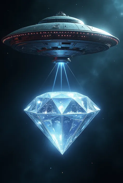 UFO steals a big diamond in space 