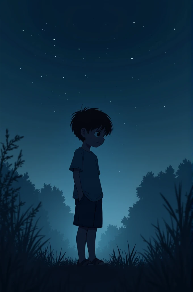 Alone boy in night time