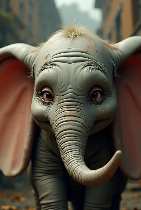 Elephant dumbo with old face and masive eyebrows