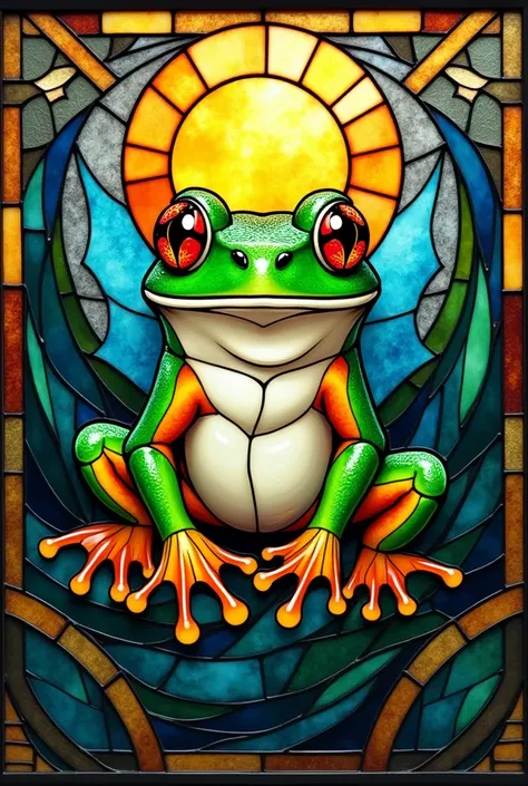  stained glass　Detailed frog

