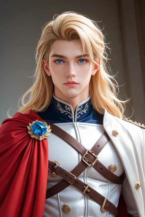 Western romance fantasy、 Blonde Blue Eyes 、Male characters bust up 、 one man、 Handsome Man with a Frontal Bust Up、Prince、Knights Outfit 、 height 185 cm、The atmosphere is expressionless and doesnt let people approach、Age: 27、He Lost His Parents and Doesnt K...