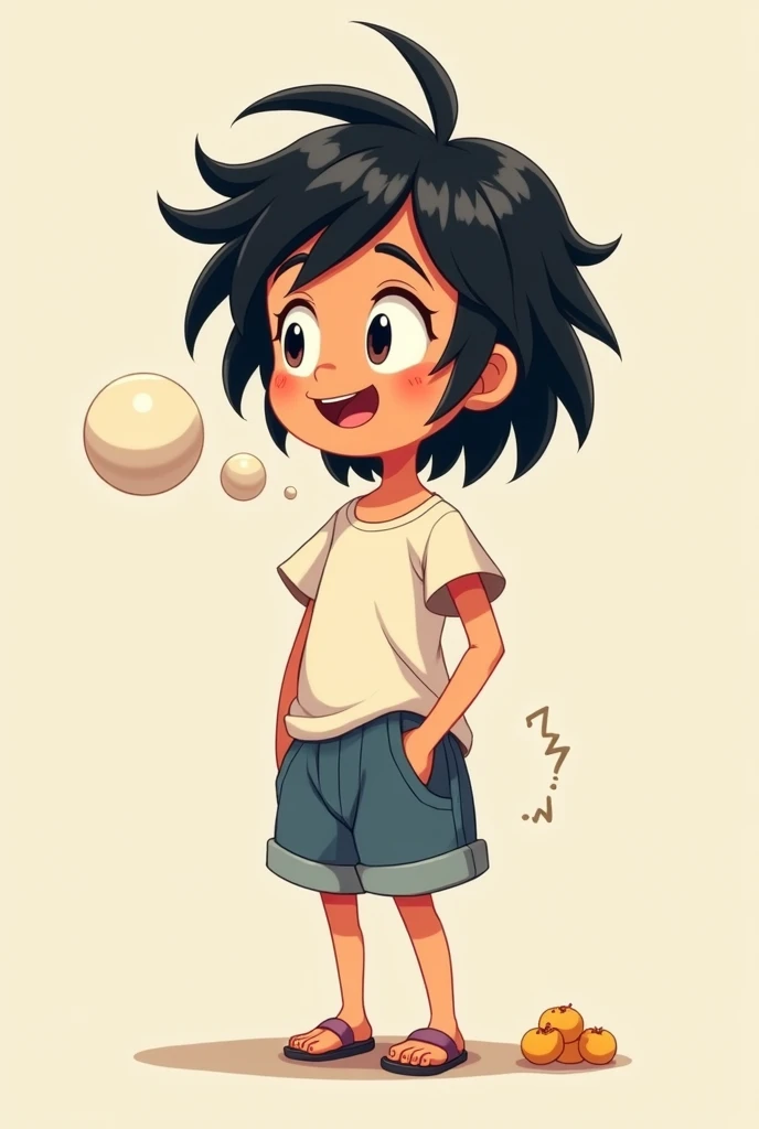 Girl,fart,short pants,black hair