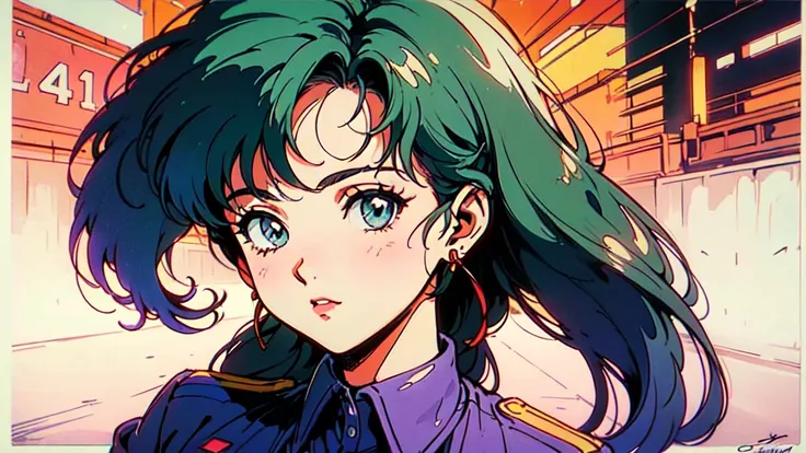 (80s, retro, city pop poster:1.5), (album cover), (masterpiece, best quality, intricate detail), (anime, illustration), (pastel colors:1.3), best photo pose,
 Hatsune Miku , iconic blue-green twin-tails with signature hair accessories, cheerful and youthfu...