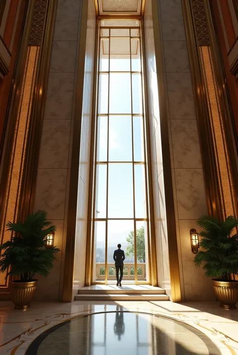 An open elevator in a beautiful, luxurious building going up
