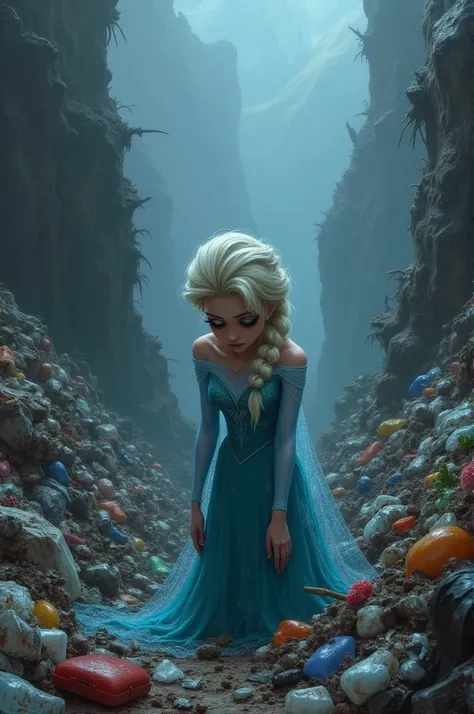 Elsa is miserable because she has to live in a world full of garbage. 