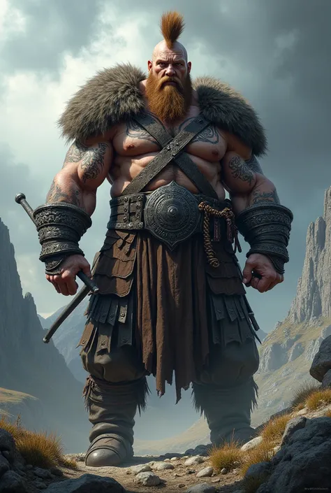 Fat Viking with a beard and a Mohawk