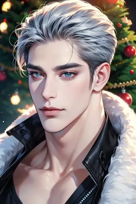 (best quality,4k,8k,highres,masterpiece:1.2),ultra-detailed,(realistic,photorealistic,photo-realistic:1.37),36 year old man,3 day beard,handsome anime,portraits,strong,masculine,dark silver hair,sharp jawline,mesmerizing eyes,perfectly styled hair,cool ani...