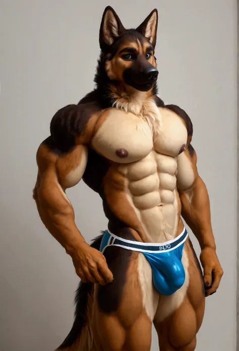 anthro anthrofied bolt (bolt) bulge canid canine canis clothed clothing detailed bulge domestic dog genital outline german shepherd herding dog male mammal muscular muscular anthro muscular male nipples pastoral dog penis outline photo manipulation photomo...