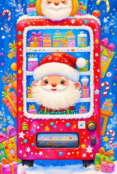 Santa Claus claus is standing in front of a vending machine with a christmas tree, Aleksander Gierymskis camera photos, The winning entry won the Shutterstock competition,   Fantastic Realism , 🕹️ 😎 🔫 🤖 🚬, Santa Claus claus, Santa Claus clause, 送礼物给人们, San...