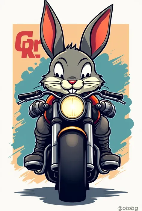 Stilized, bunny face, motorcycle inspiration, view from the front, logo, only borders, not evil