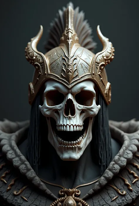 Create a front skull with a crested helmet 