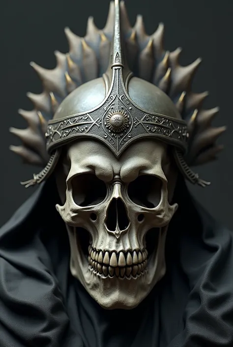 Create a front skull with a crested helmet 