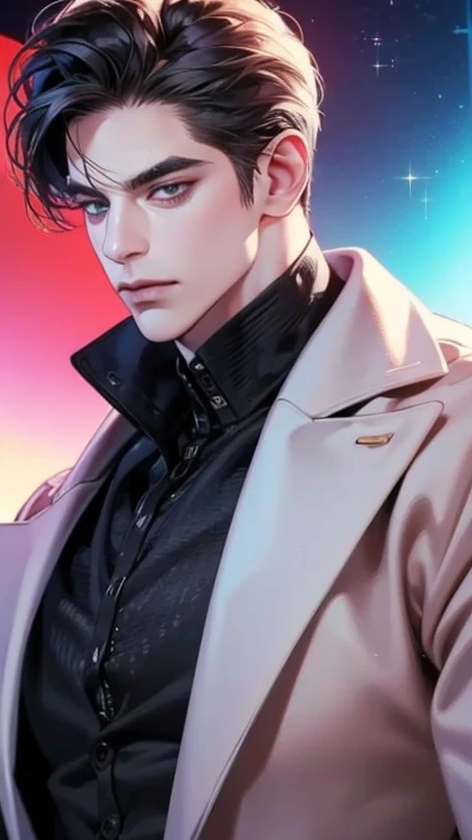 (best quality,4k,8k,highres,masterpiece:1.2),ultra-detailed,(realistic,photorealistic,photo-realistic:1.37),36 year old man,3 day beard,handsome anime,portraits,strong,masculine,dark hair,sharp jawline,mesmerizing eyes,perfectly styled hair,cool anime outf...