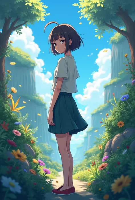 anime ordinary human short hair tied up but fantasy world