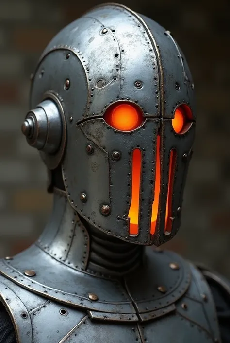 Create a metal Golem the size of a human ,  with heat being expelled through its holes ,  because inside it there is a sphere of latent heat.  Its appearance refers to Roman soldiers , However, on your face there are only 3 vertical cracks parallel to each...