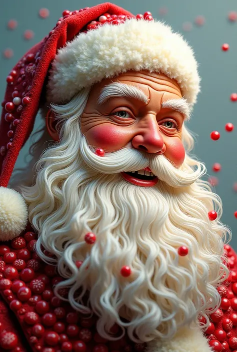  Realistic portrait of Santa Claus made of candies