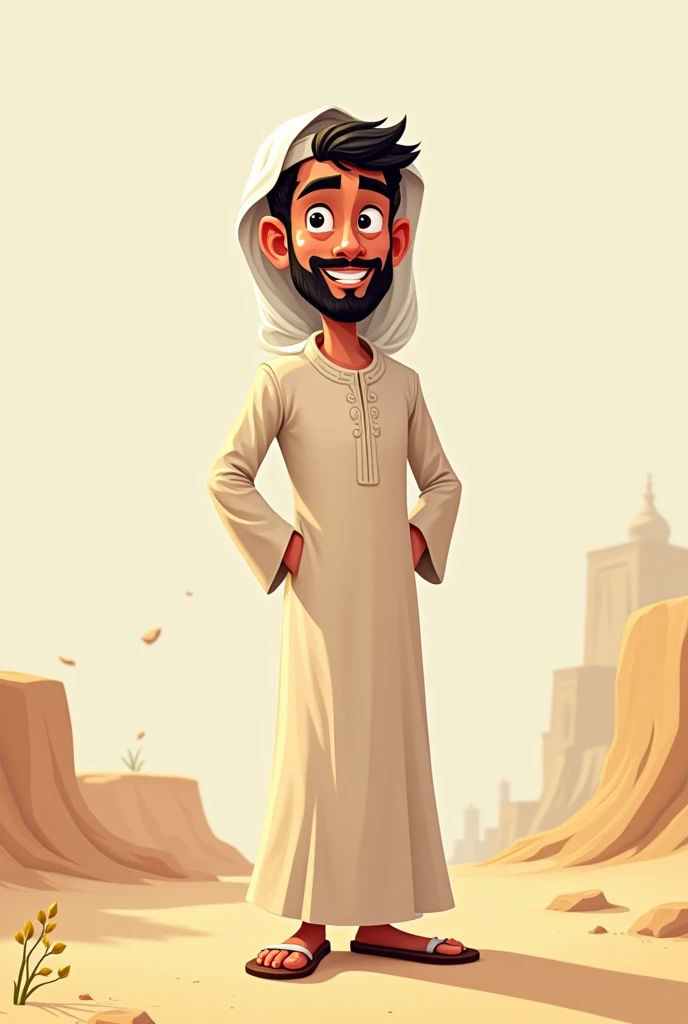 Cartoon image of an Arab man standing.