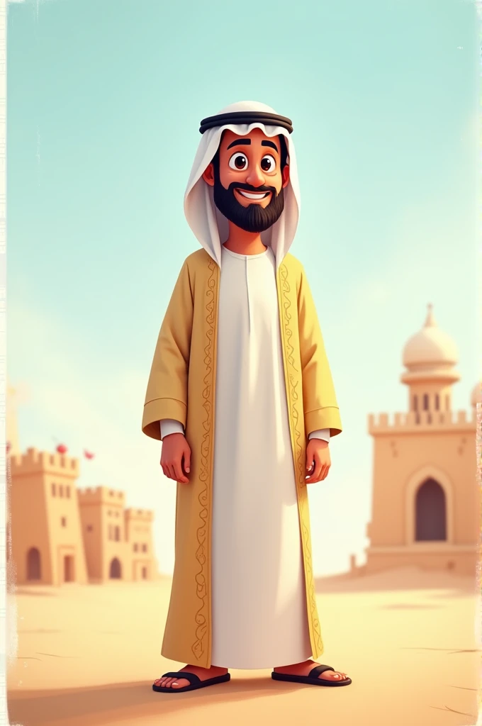 Cartoon image of an Arab man standing.