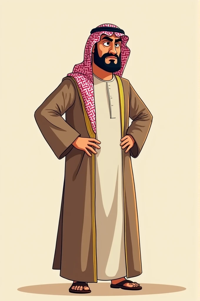 Cartoon image of an Arab arrogont man standing.