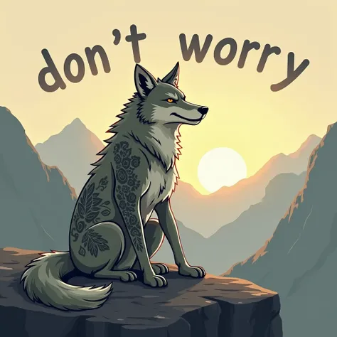 「Don’t worry」
Prompt: A tattooed wolf seated on a rock, leaning back with one hand casually resting on its knee, exhaling a cool cloud of breath into the cold air. Its calm expression and slight smirk, paired with its inked body, convey reassurance. The ba...