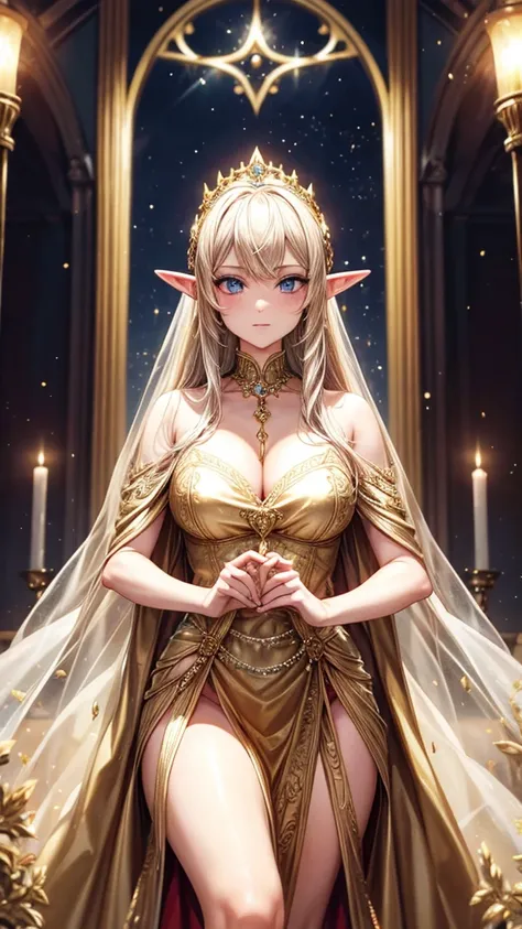 Elf, Queen,  dress, Gold decoration, see through,