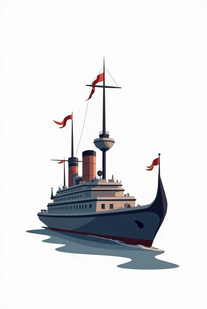 Draw the princes ship in a simplified vector manner on a white background