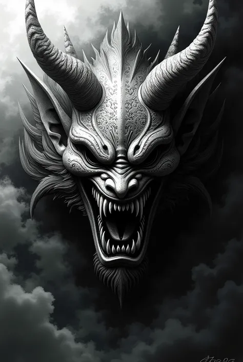 Yakuza demon face logo