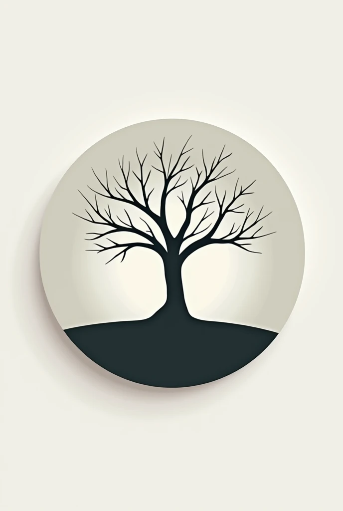 Round 2D clock with silhouette tree in the middle 