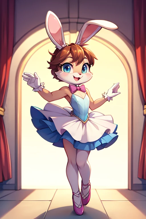 Female furry sara rabbit with Haute couture prima ballerina dress tiny toons adventure style