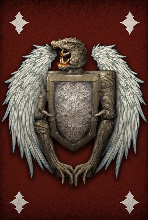 fantasy medieval flag depicting  a shield and wings