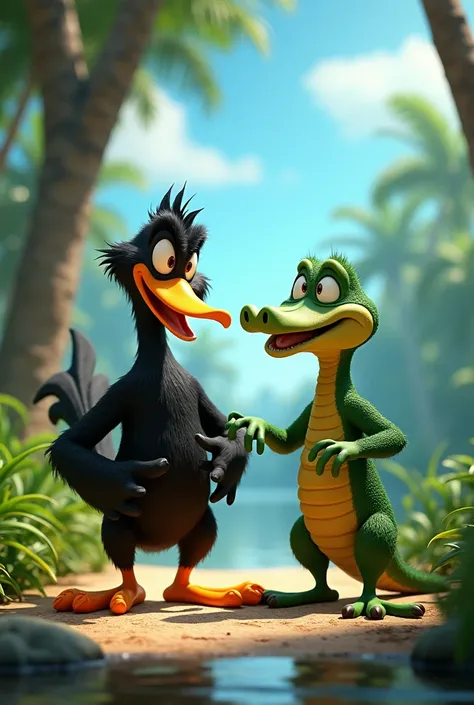 Crie uma imagem 9:16 de #( Buzz Buzzard) +
(Gabby Gator) Personagens The Woody Woodpecker Show  Ultra realista 8k cinematográfico The Woody Woodpecker Show